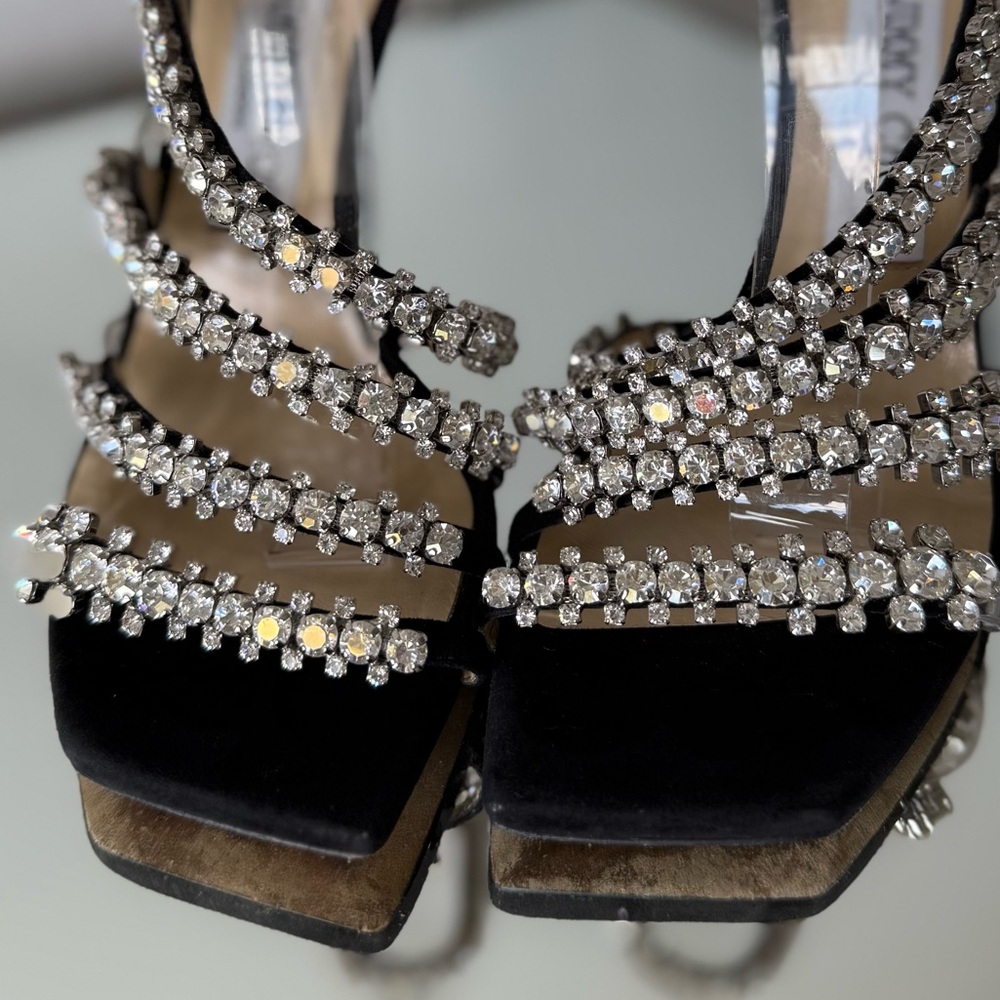 EUC JIMMY CHOO Josefine Crystal Strappy Cocktail Stiletto Sandals - Picture 7 of 15